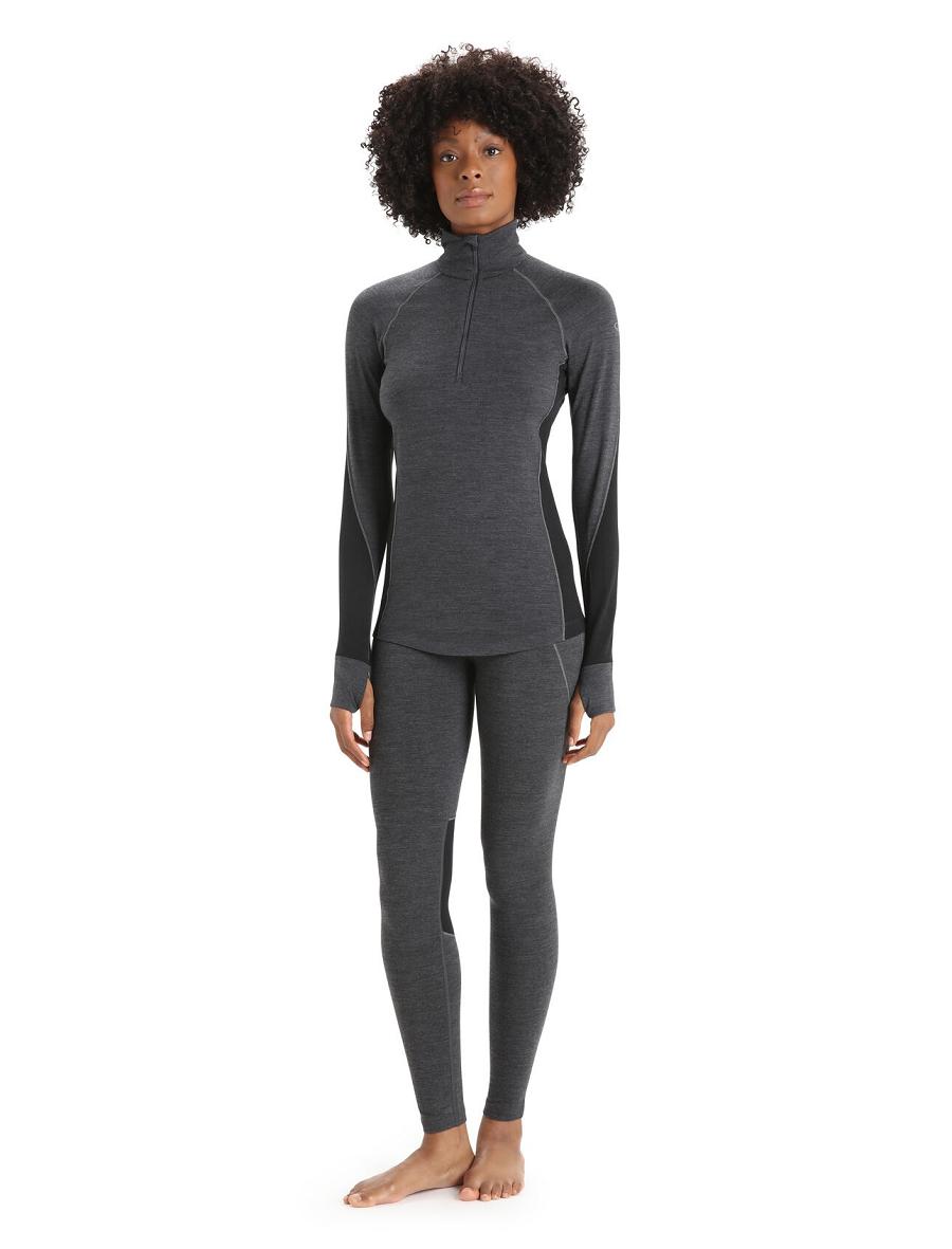 Icebreaker BodyfitZone™ Merino 260 Zone Long Sleeve Half Zip Thermal Top Naisten Base Layers Mustat | FI 1898VRWD